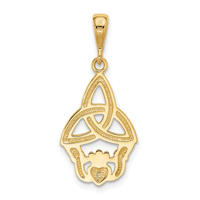14K Rhodium Diamond-cut Claddagh Pendant