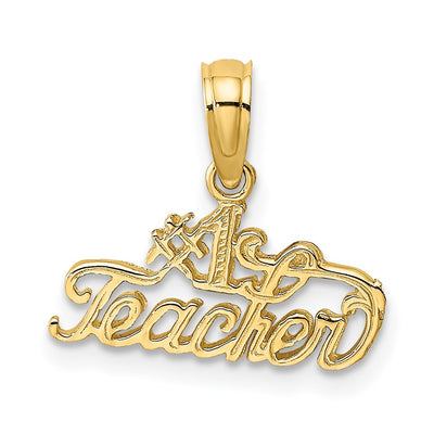 14K #1 Teacher Charm, 7.75 x 14.1mm