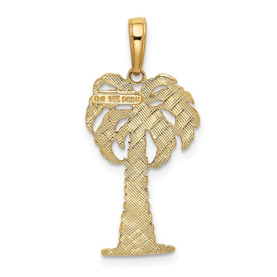 14K Palm Tree Pendant, 27 x 13.5mm