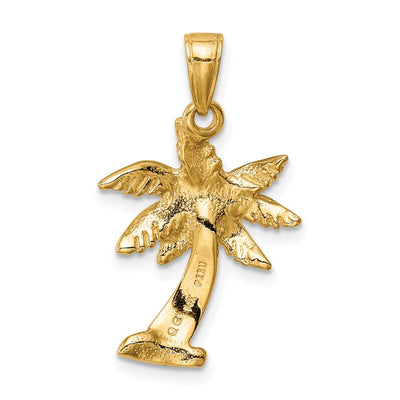 14K Palm Tree Pendant, 26.5 x 17mm
