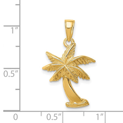 14K Palm Tree Pendant, 26.5 x 17mm