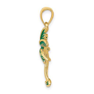 14K Enameled Palm Tree Pendant, 27 x 17mm