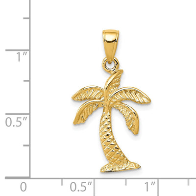 14K Palm Tree Pendant, 28 x 16mm