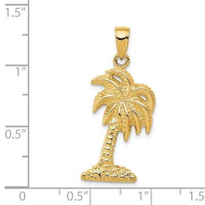 14K Palm Tree Pendant, 32 x 15mm