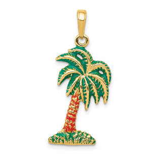 14k Enameled Palm Tree Pendant (Style K2897)