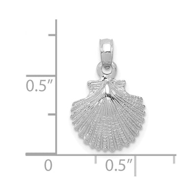 14K White Gold Scallop Shell Pendant, 19 x 12mm