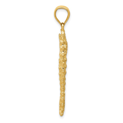 14K 3D Seahorse Pendant, 30 x 11mm
