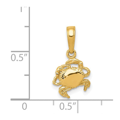 14K Crab Pendant, 15 x 8mm