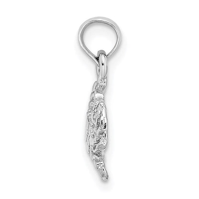 14K White Gold Blue Crab Charm, 16 x 11.7mm