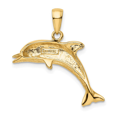 14K Jumping Dolphin Pendant, 25 x 25mm