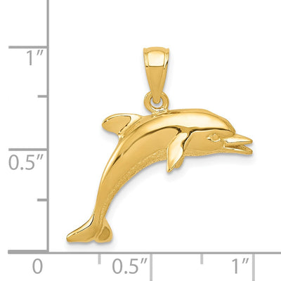 14K Jumping Dolphin Pendant, 25 x 25mm