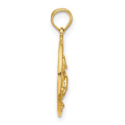 14K Double Dolphin Circle Pendant