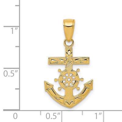 14K Mariners Cross Pendant, 25 x 15mm