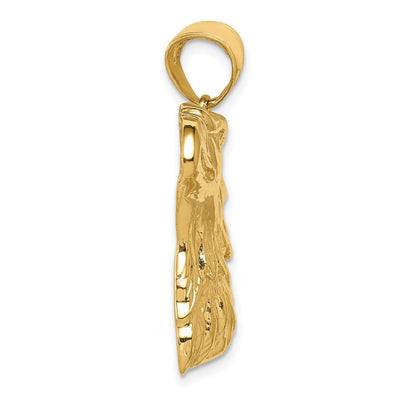 14K Eagle Head Pendant, 33.5 x 33mm