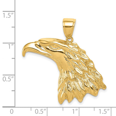 14K Eagle Head Pendant, 33.5 x 33mm