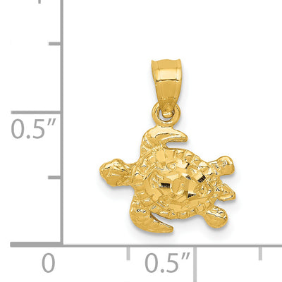 14K Turtle Pendant, 17 x 13mm