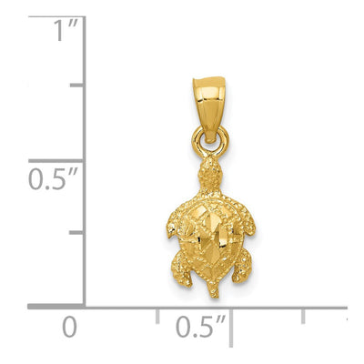 14K Turtle Pendant, 18.5 x 9mm
