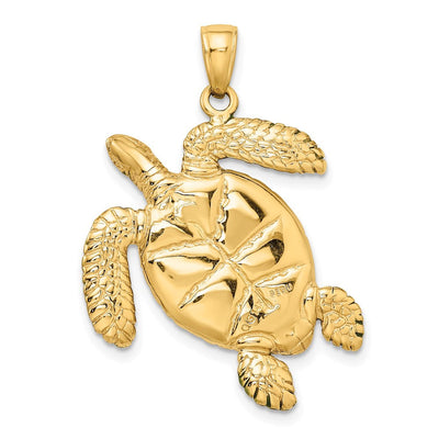 14K Turtle Pendant, 25 x 14.5mm