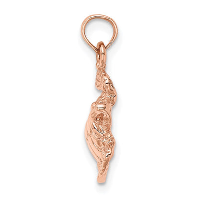14K Rose Gold Textured Sea Turtle Charm, 20.5 x 19.8mm