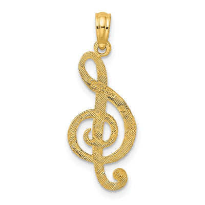 14K Treble Clef Charm, 21.1 x 10.6mm
