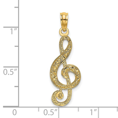 14K Treble Clef Charm, 21.1 x 10.6mm