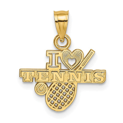 14K I Heart Tennis Charm, 12.5 x 16.4mm