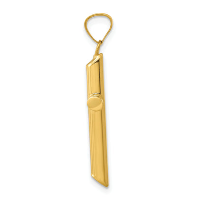 14K w/Rhodium 3-D Hollow Cross Pendant, 33 x 17mm
