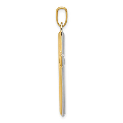 14K W/Rhodium Reversible Yellow/White Cross Pendant