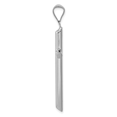 14K White Gold Hollow Cross Pendant, 46 x 24mm