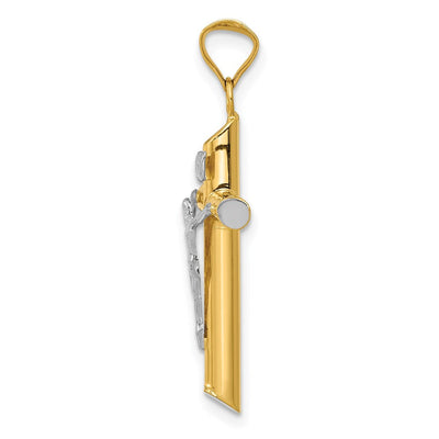14K Two-Tone w/Rhodium Inri Crucifix Pendant, 29 x 17mm