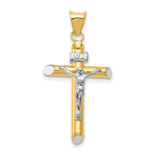 14K Two-Tone w/Rhodium Inri Crucifix Pendant (Style K3722)