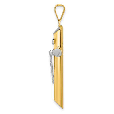 14K Two-Tone w/Rhodium Inri Crucifix Pendant, 44 x 25mm