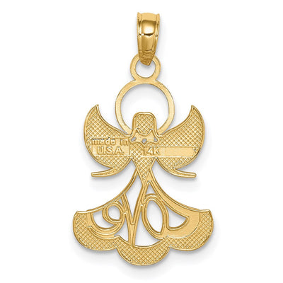 14K w/Rhodium Love Angel Pendant, 27 x 15mm