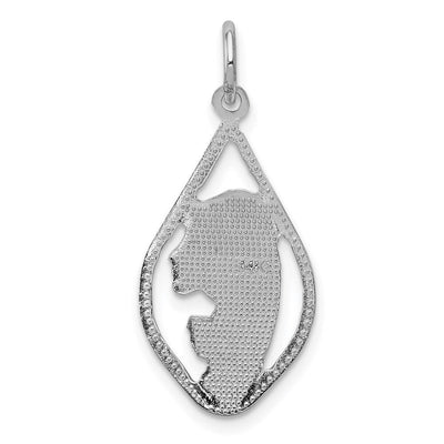 14K White Gold Cross in Heart Charm, 16 x 10mm