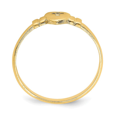 14K Heart w/Cut-Out Cross Ring