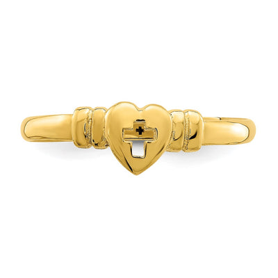 14K Heart w/Cut-Out Cross Ring