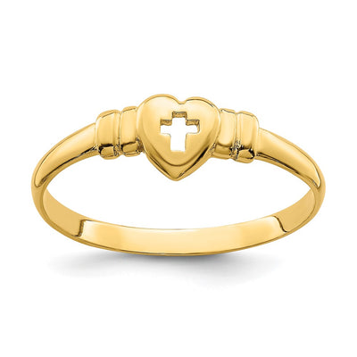 14K Heart w/Cut-Out Cross Ring