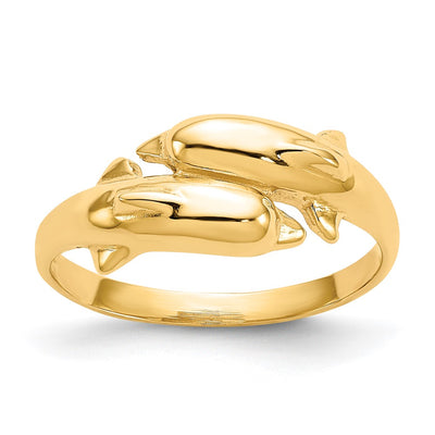 14K Double Dolphin Ring