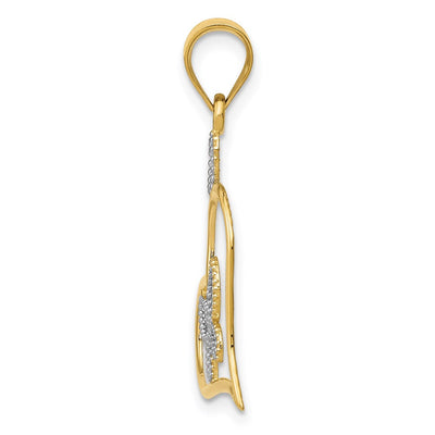 14K and White Rhodium Butterfly in Heart Pendant