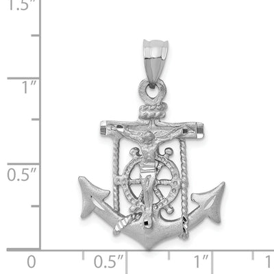 14K White Gold Mariner's Cross Pendant, 31 x 22mm
