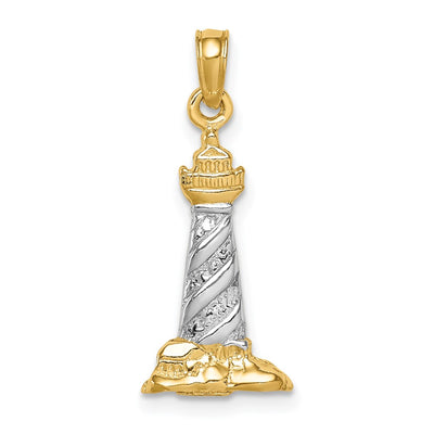 14K White Gold/Rhodium 3D St. Augustine Lighthouse Pendant