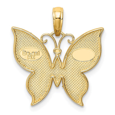 14K w/Rhodium Butterfly Pendant