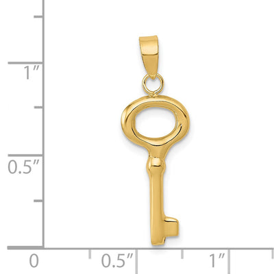 14K Polished 3-D Key Charm, 28 x 10mm