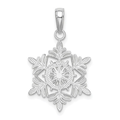 14K White Gold Snowflake Pendant, 23.4 x 19.1mm
