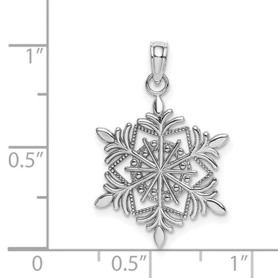 14K White Gold Snowflake Pendant, 23.4 x 19.1mm