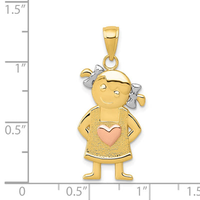 14K Yellow and Rose Gold w/Rhodium Girl Pendant