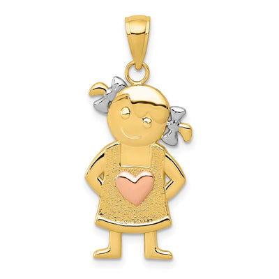 14K Yellow and Rose Gold w/Rhodium Girl Pendant