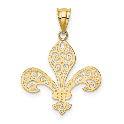 14K Filigree Fleur de Lis Pendant