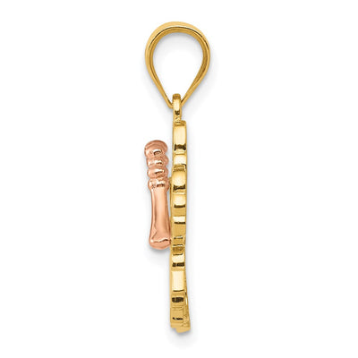 14K Yellow and Rose Gold Hibiscus Flower Pendant