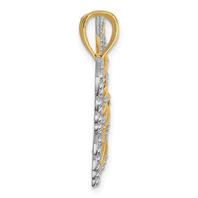 14K and Rhodium Butterfly Pendant